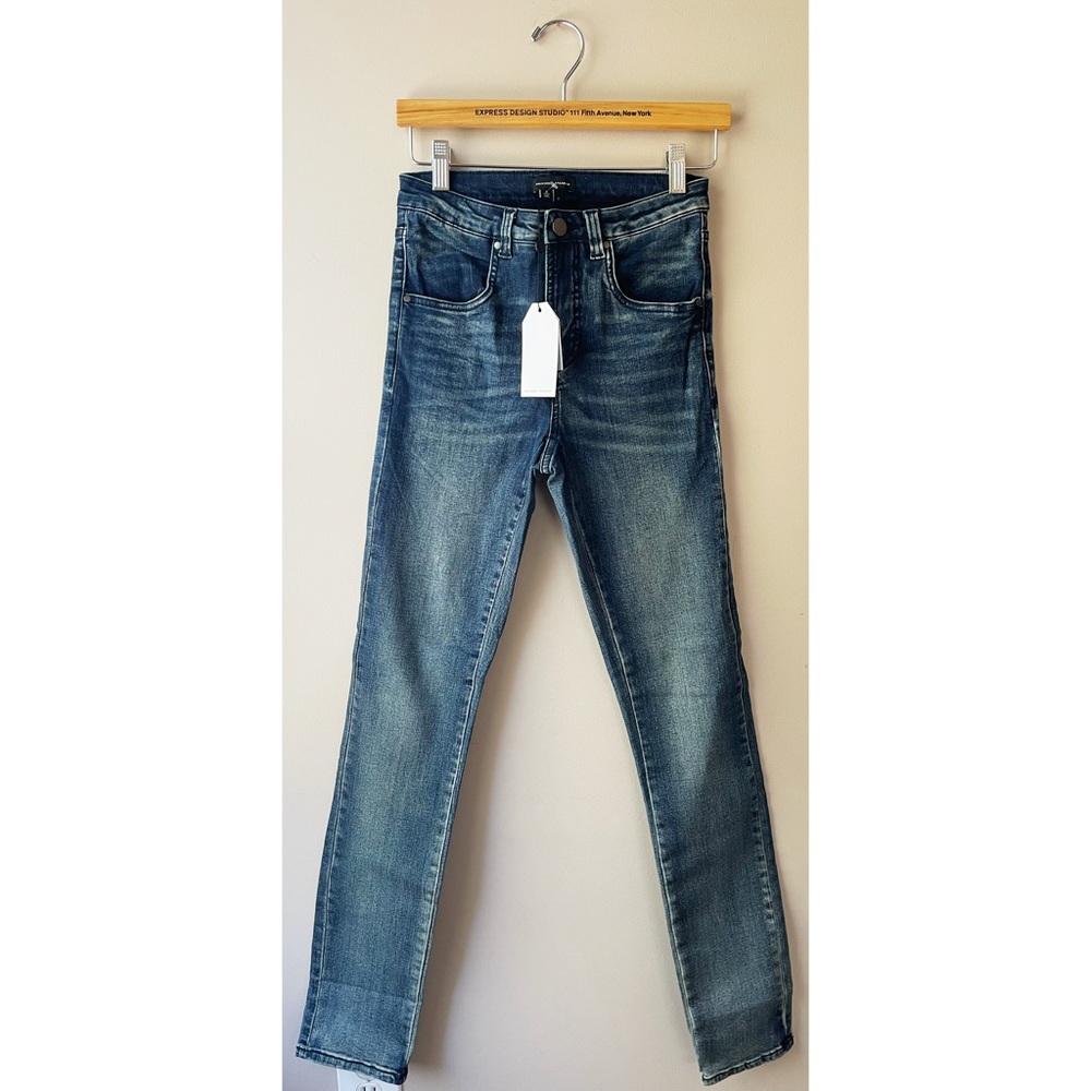 Universal Standard Seine High Rise Skinny Jeans 32 Inch - Distressed Blue NWT 2